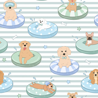 Two-Piece Short Pajama Set | Poolside Pups Blue