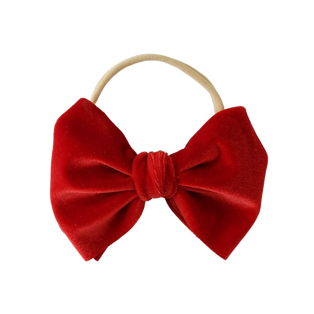 Velvet Bow Headband - Red