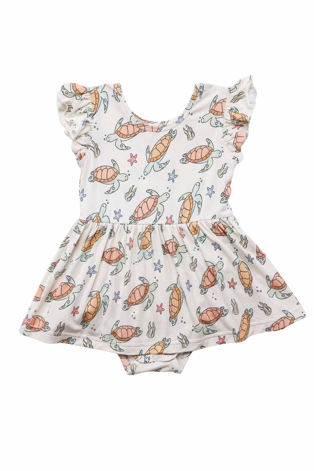 alternate view of turtley rad graphic bodysuit in natural with turtle graphic