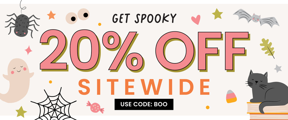 Caden Lane Halloween promo banner. 
"Get Spooky, 20% Off Sitewide, use code: BOO" 