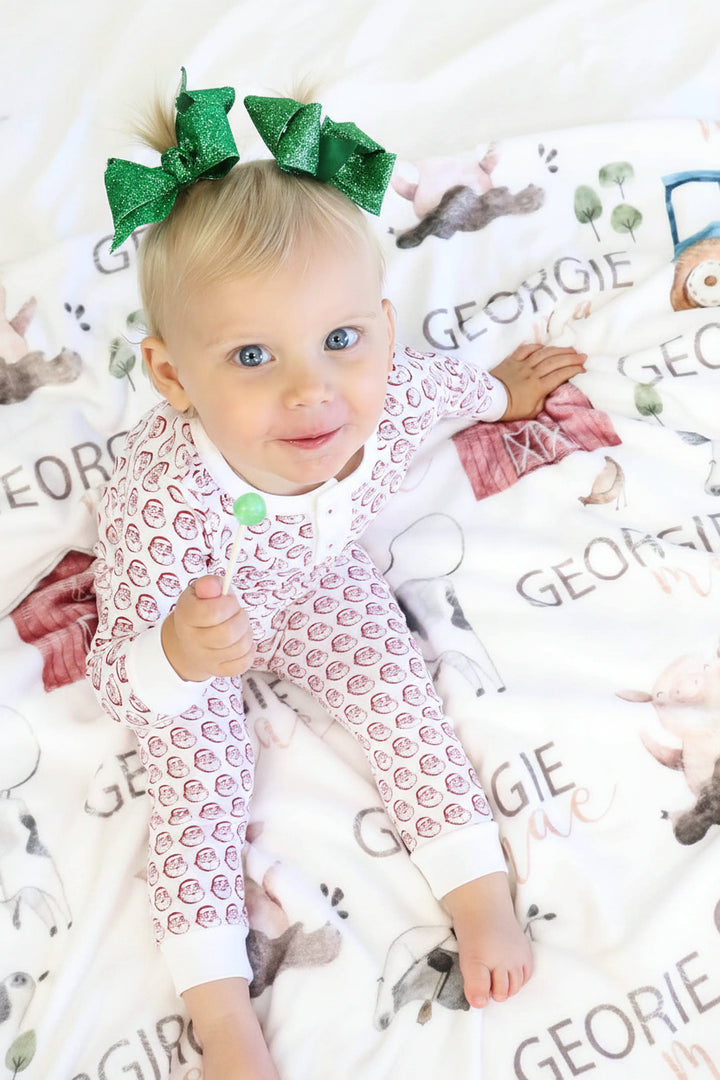 farm themed personalized toddler blanket 