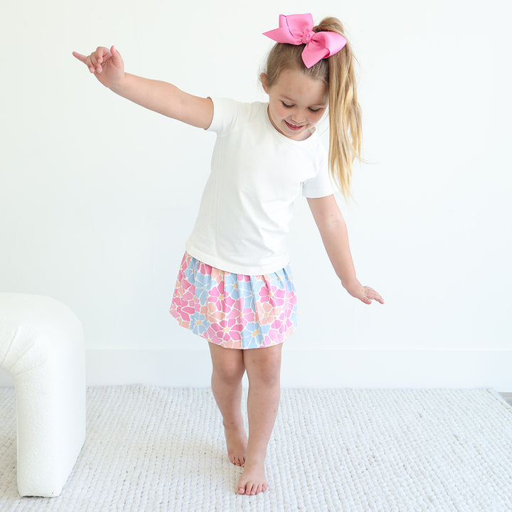 girl's athleisure skirt multicolor floral 