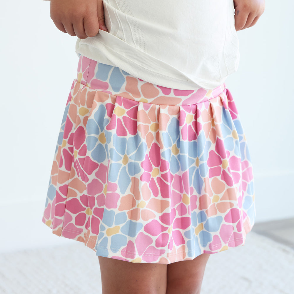 girl's athletic skirt with shorts multicolor geometric floral 