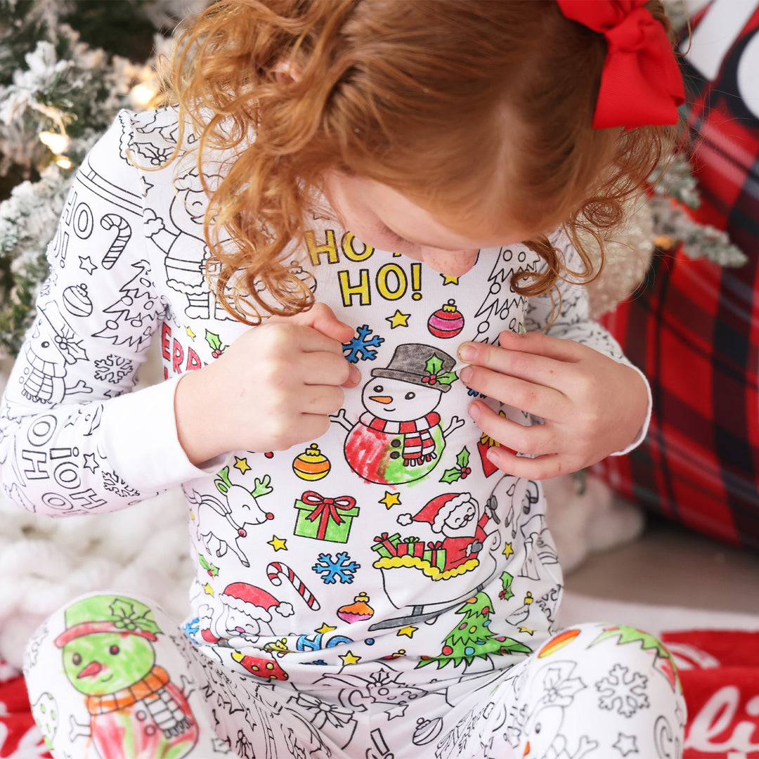 Colorable Two-Piece Pajama Set | Christmas Morning