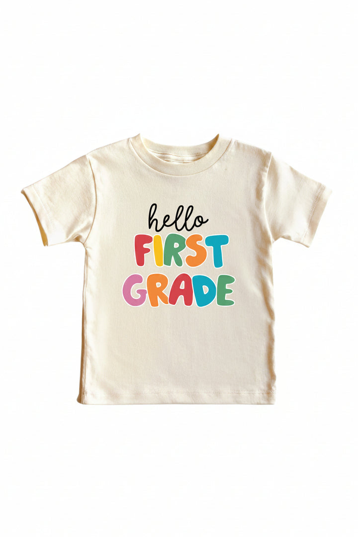 hello first grade graphic tee