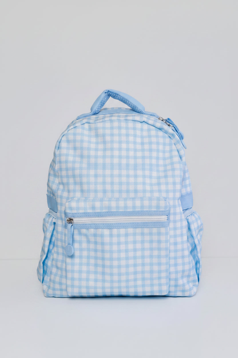 non personalized blue gingham backpack 