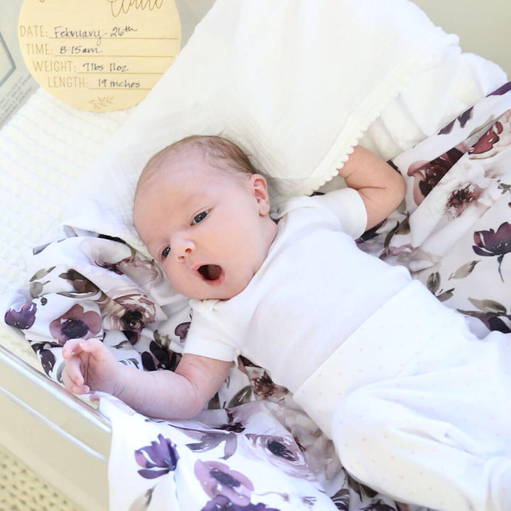 dusty purple floral oversized swaddle blanket 