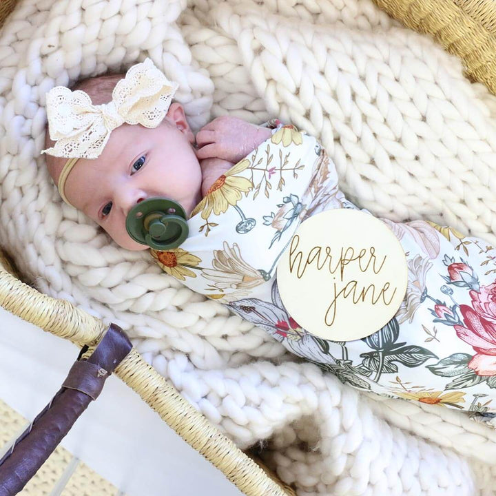 all script personalized baby name wood announcement
