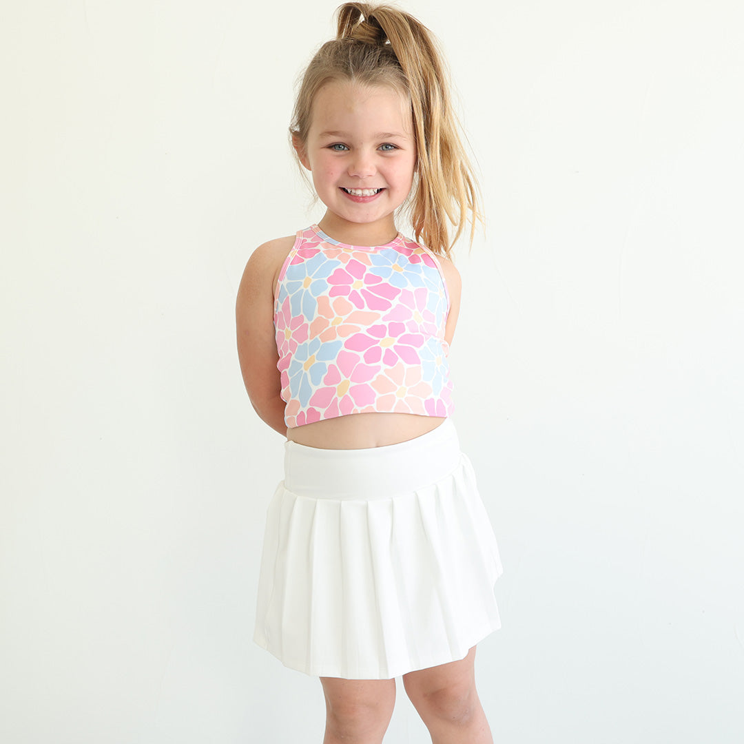 pleated athletic skirt for girls white 