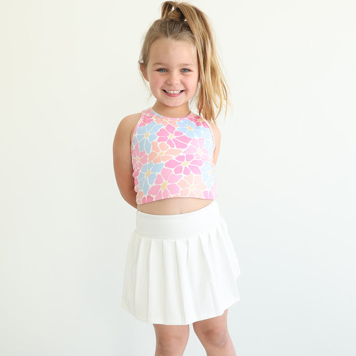 pleated athletic skirt for girls white 