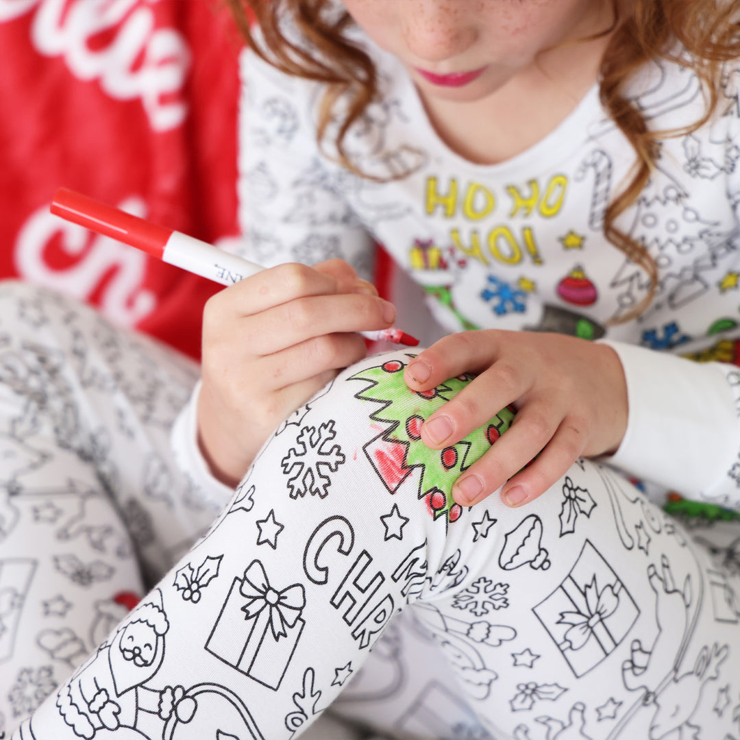 Colorable Two-Piece Pajama Set | Christmas Morning