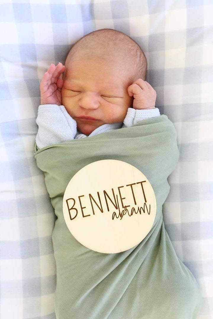 personalized baby name wood announcement block