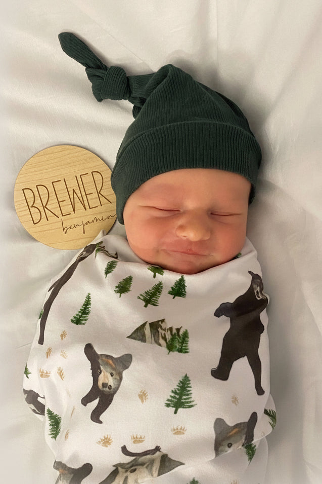 forest green knot hat