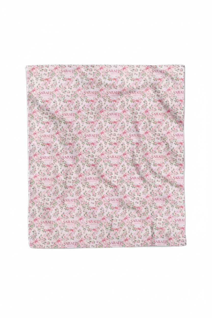 personalized kids blanket bows in bloom