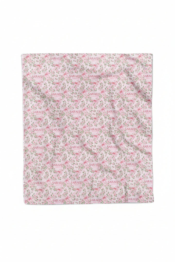 personalized kids blanket bows in bloom