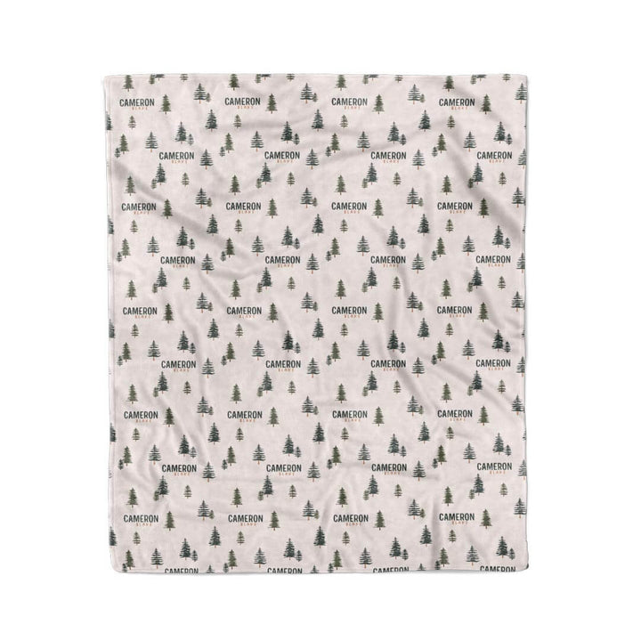 50 x 60 personalized kids blanket with evergreen trees 