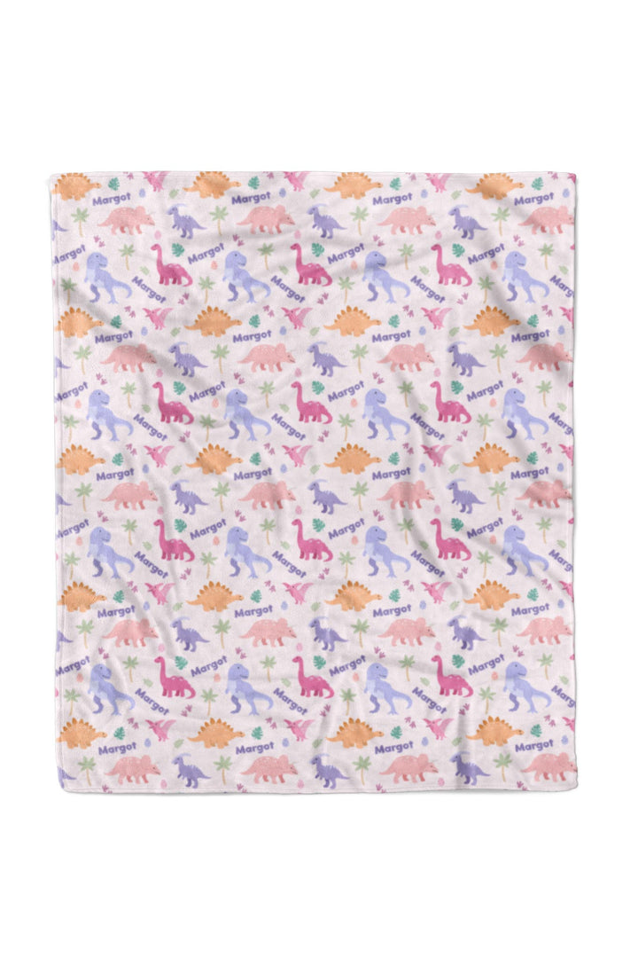 50 x 60 personalized dinosaur blanket for girls 