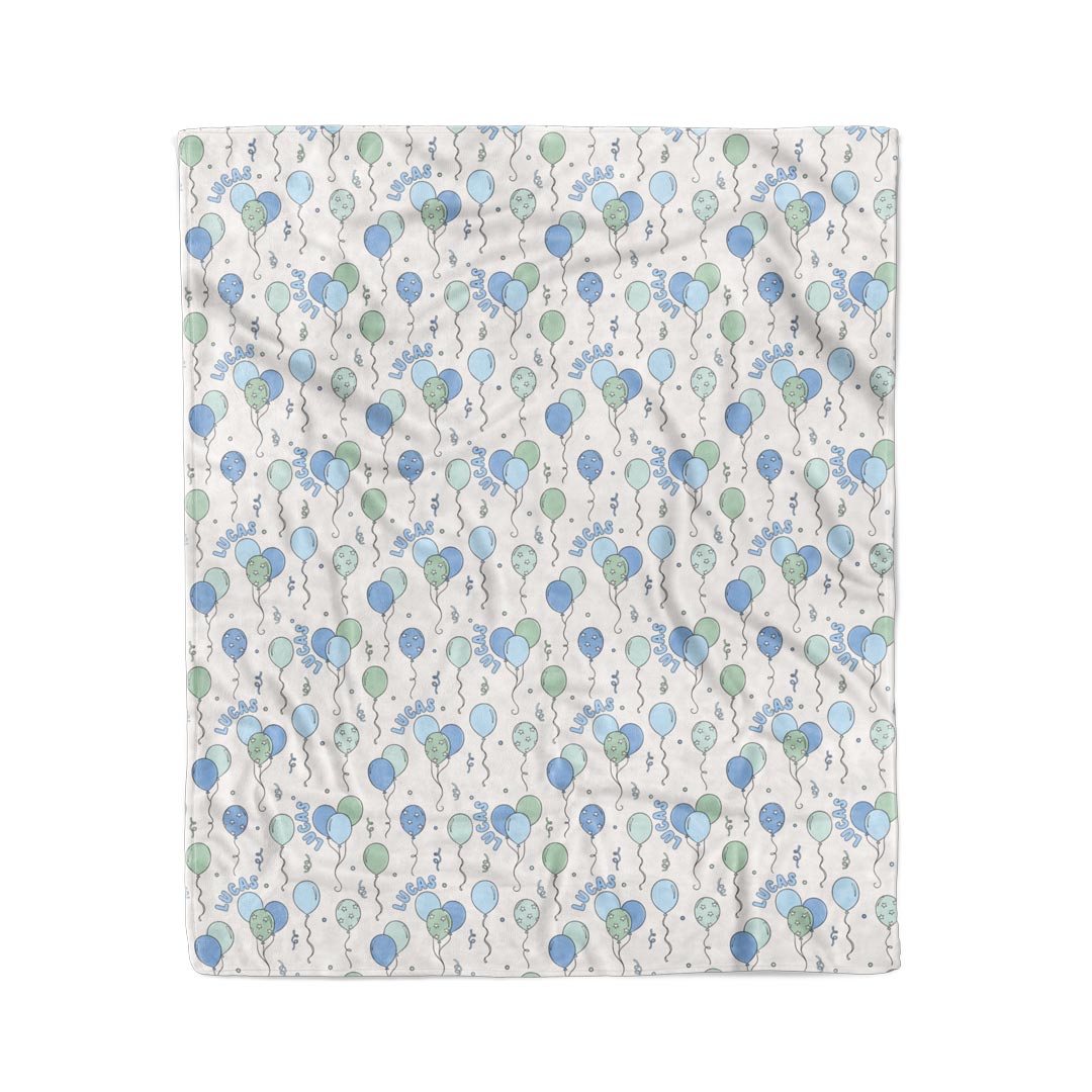 50 x 60 personalized birthday balloon minky blanket for boys 
