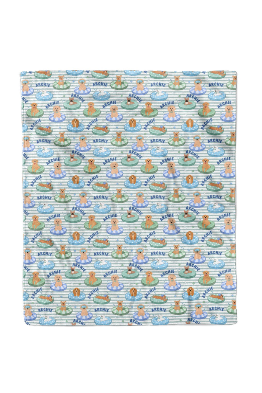 personalized blue dog print kids blanket for babies