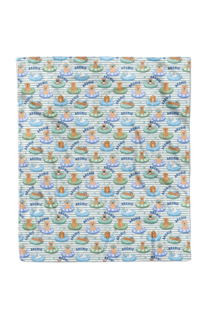 personalized blue dog print kids blanket for babies