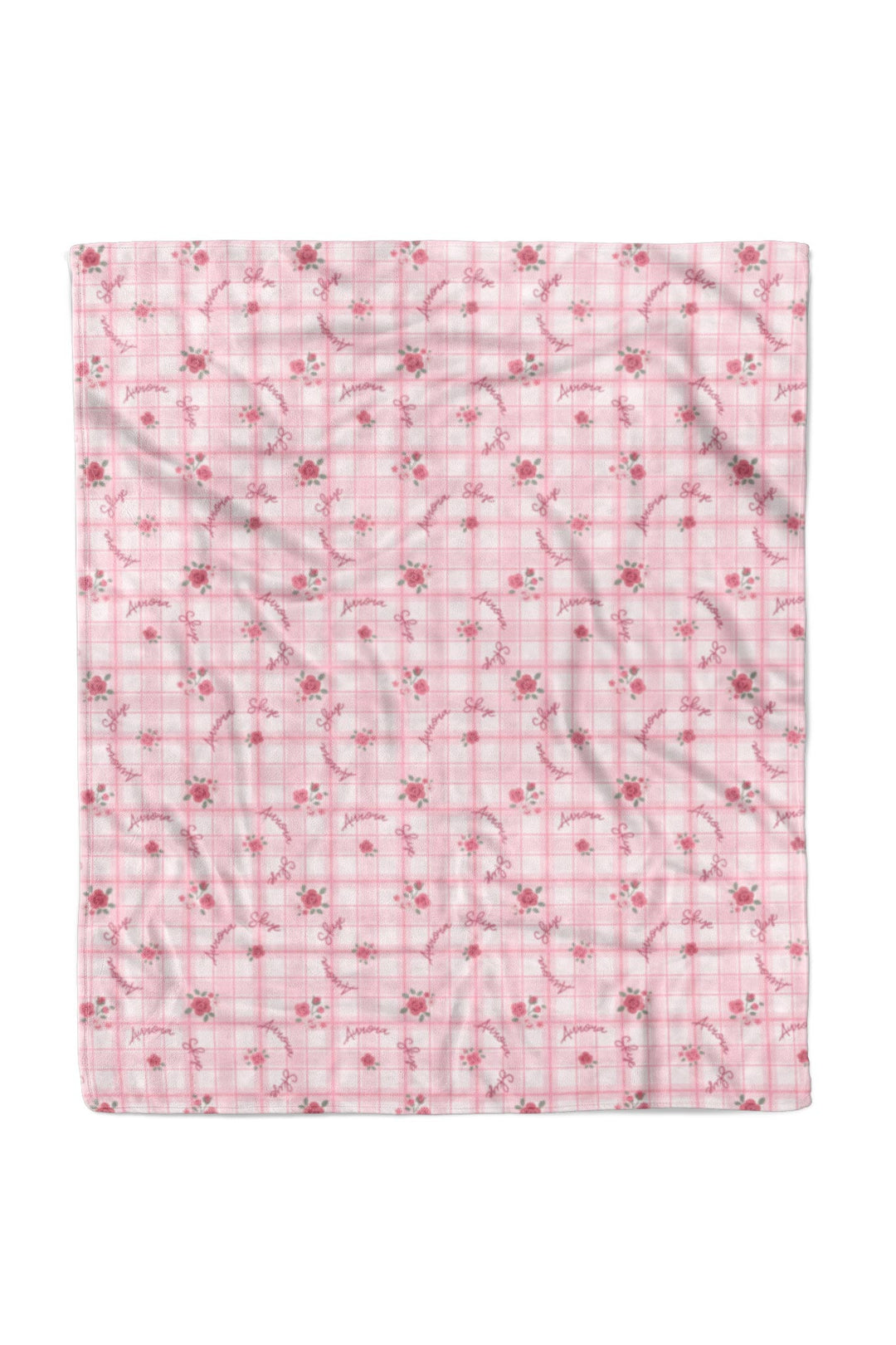 Primrose Plaid 50x60 blanket fabric flat lay without personalization