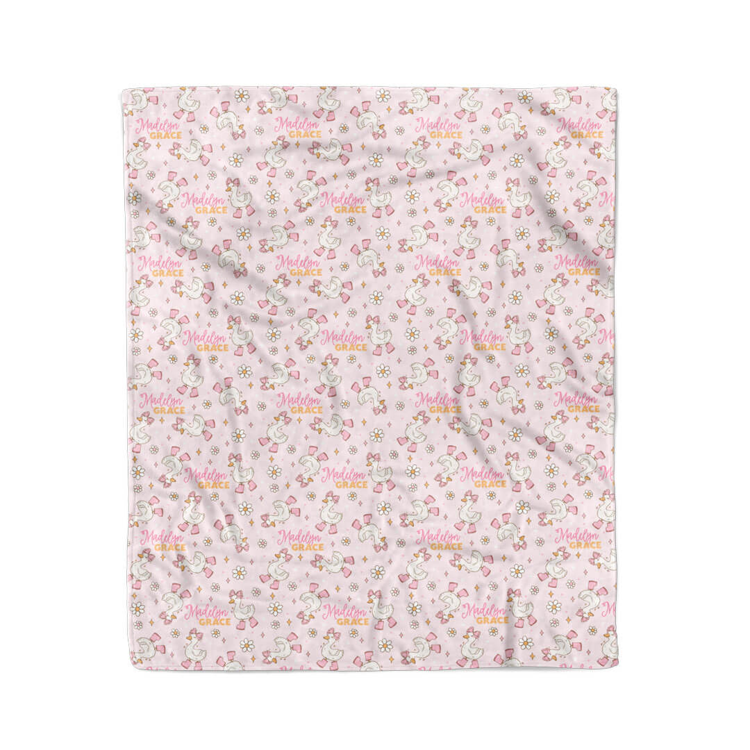 pink girl goose personalized blanket for kids 