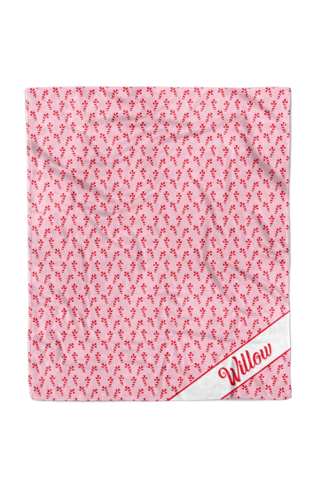 Personalized Christmas Pet Blanket | Peppermint Stroll Pink