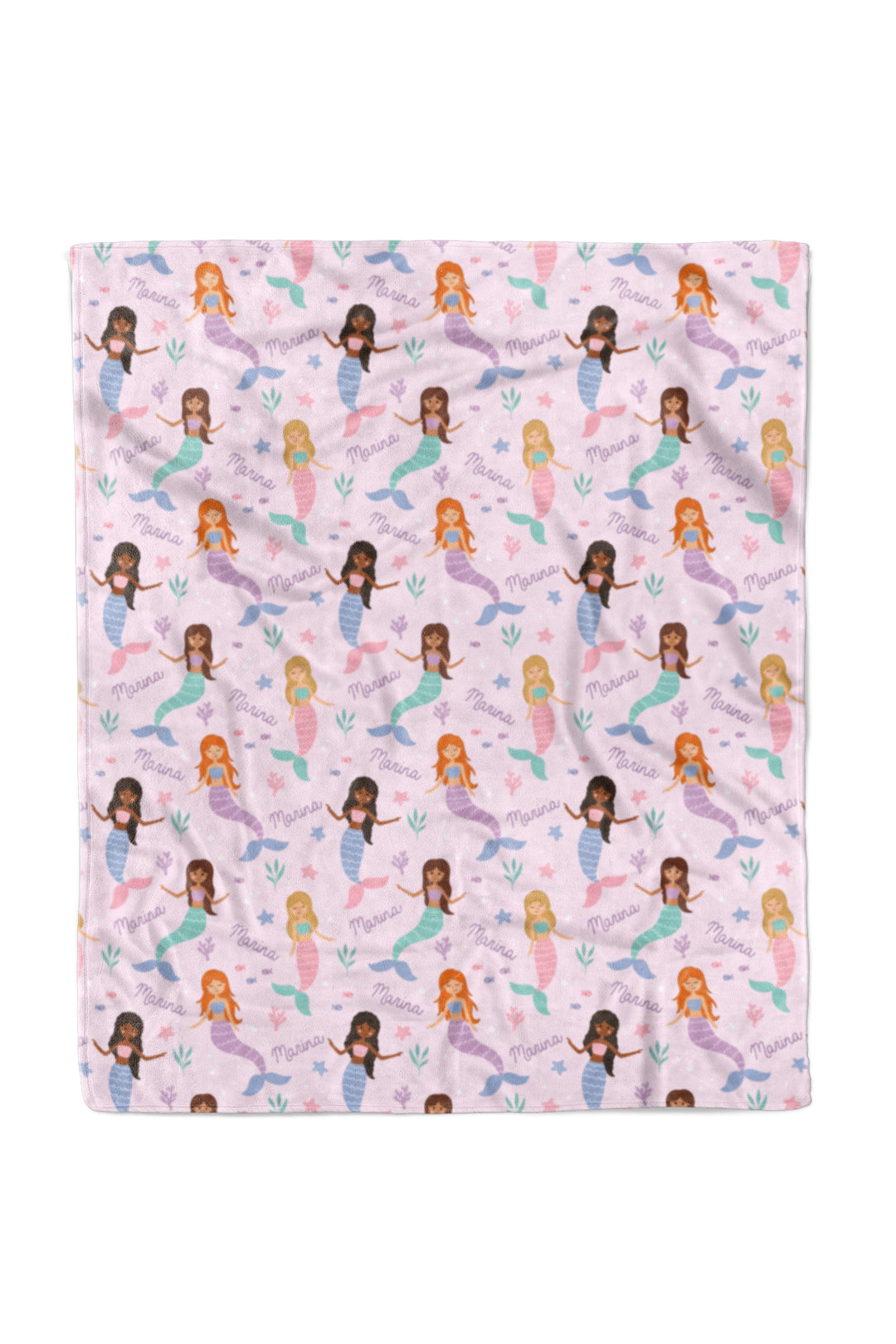 let's be mermaids custom name blanket for kids, mermaid summer gift
