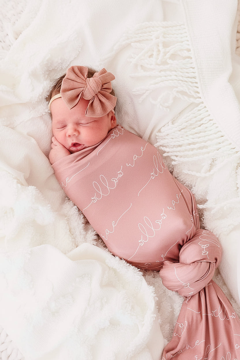 desert sand personalized baby name swaddle blanket 