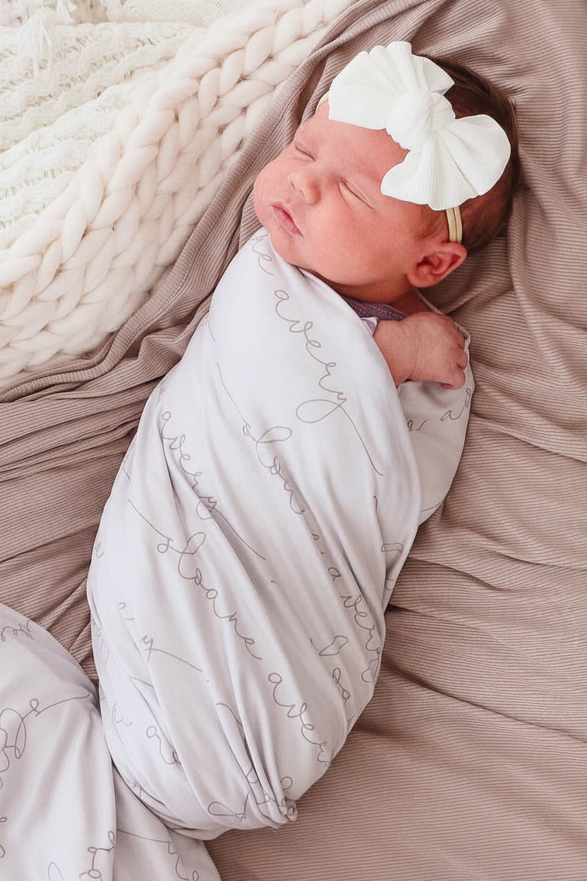 baby name swaddle blanket personalized dusty hues 