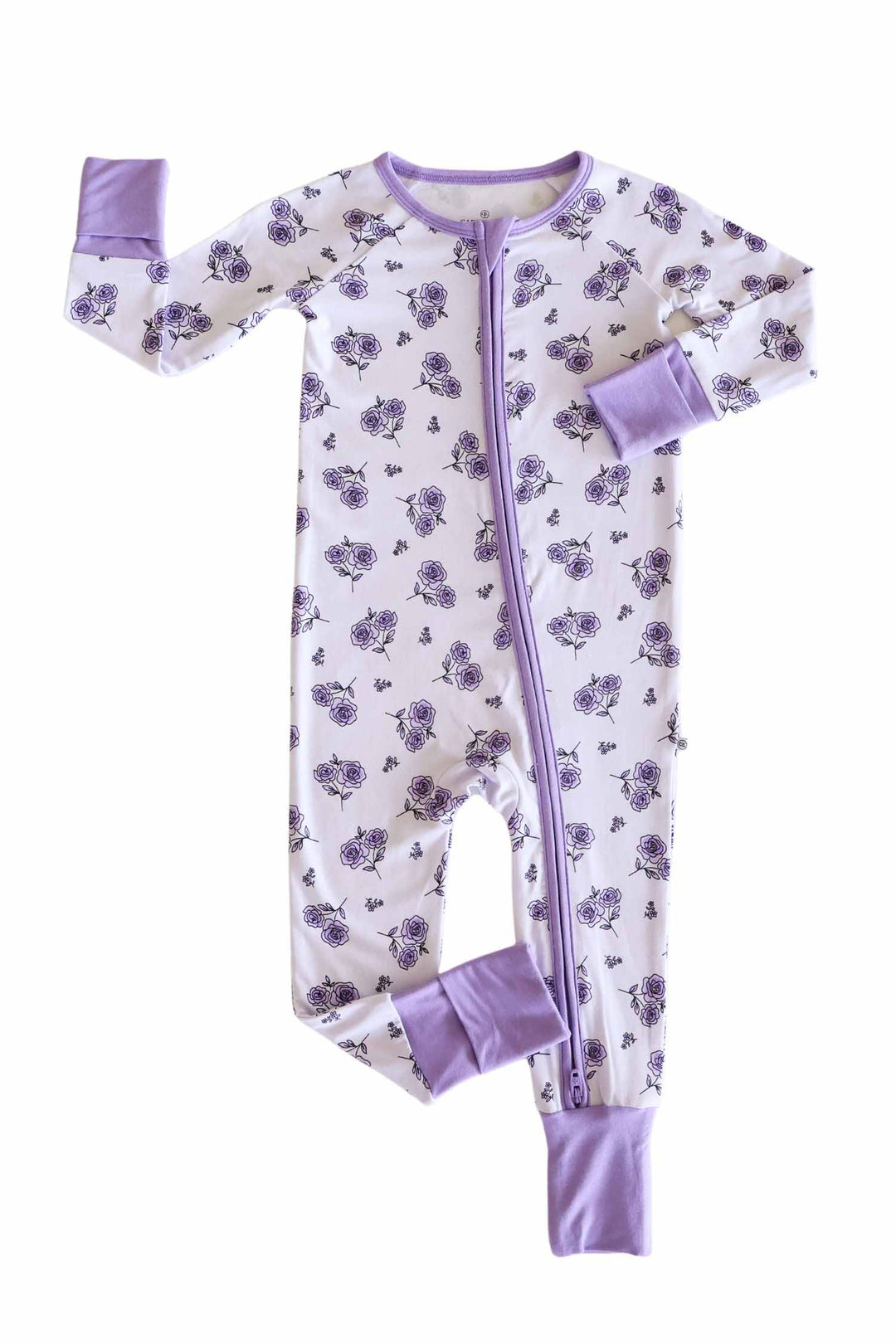 amethyst garden bamboo convertible zip romper for baby girls