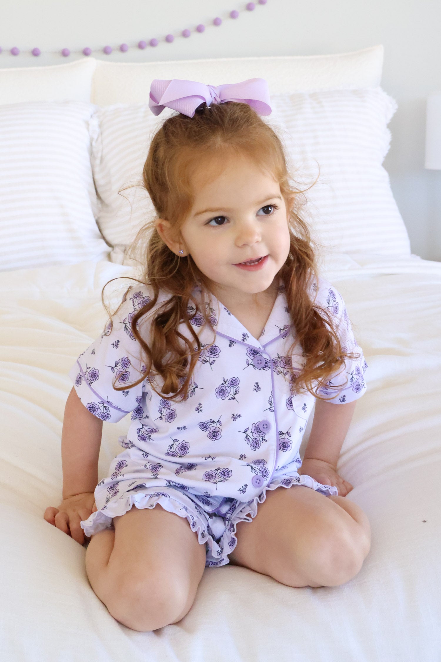 Girls' Two-Piece Short Lounge Set | Amethyst Garden