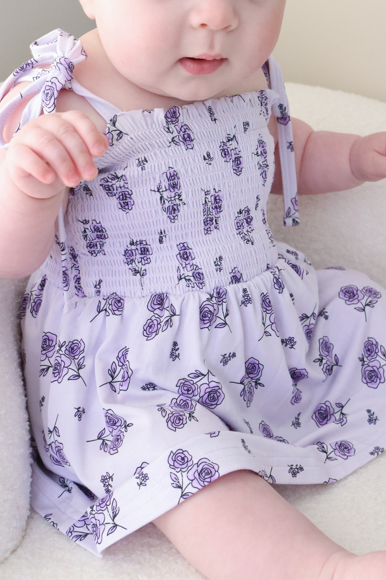 Smocked Twirl Bodysuit | Amethyst Garden