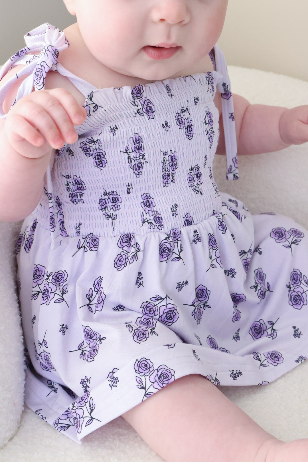 caden lane amethyst garden bamboo smocked twirl bodysuit