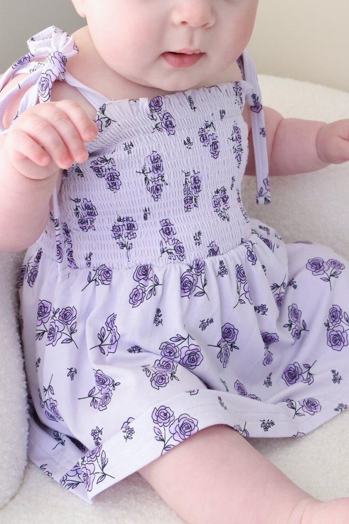 caden lane amethyst garden bamboo smocked twirl bodysuit