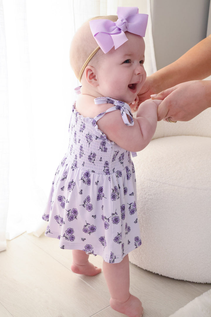 caden lane amethyst garden smocked ruffle bodysuit