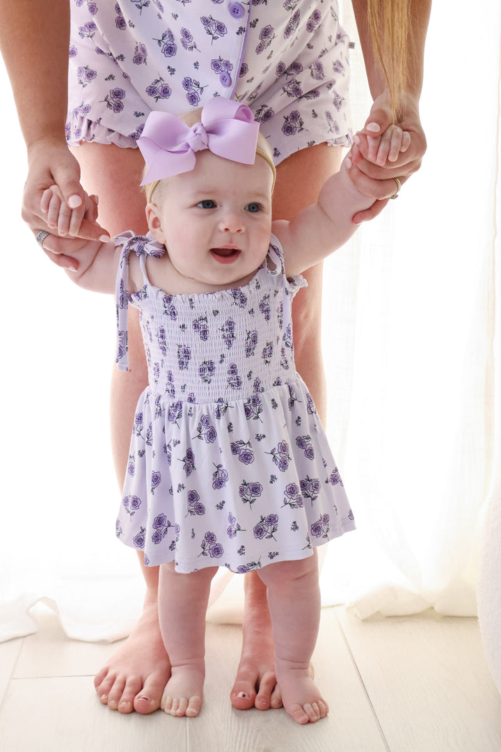 caden lane amethyst garden purple floral smocked twirl bodysuit
