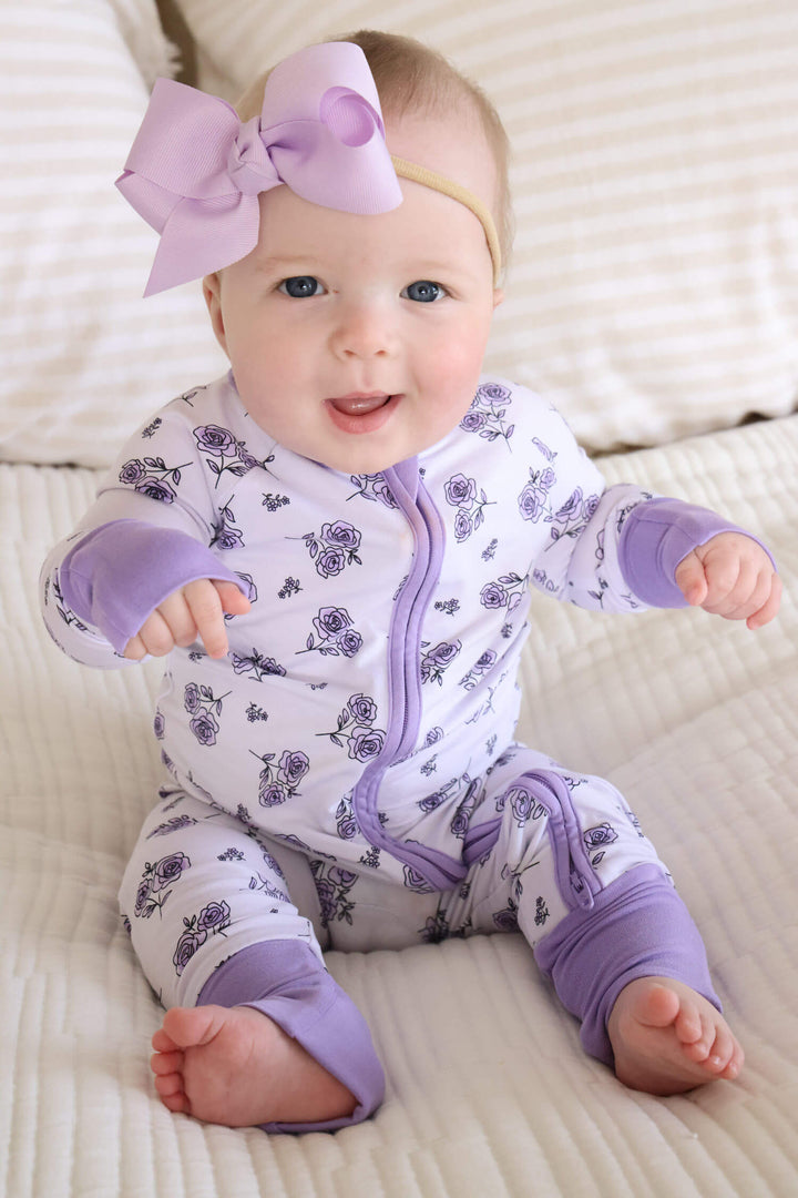 caden lane amethyst garden zip romper detail