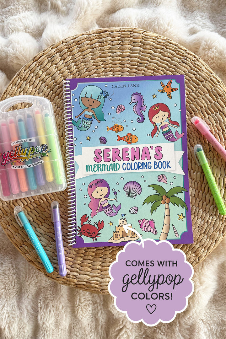 Personalized Coloring Book & Gellypop™ Crayon Set | Mermaid Magic