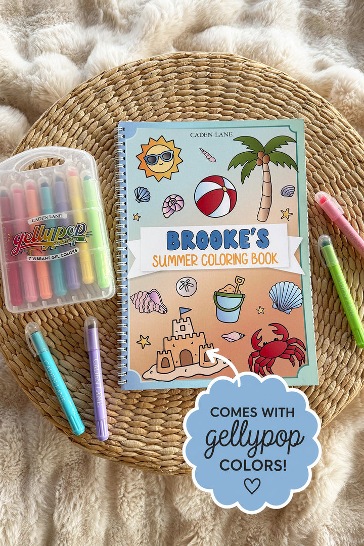 Personalized Coloring Book & Gellypop™ Crayon Set | Beach Bash