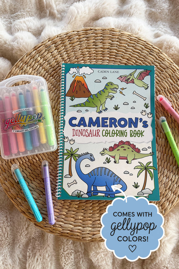 Personalized Coloring Book & Gellypop™ Crayon Set | Jurassic Playground