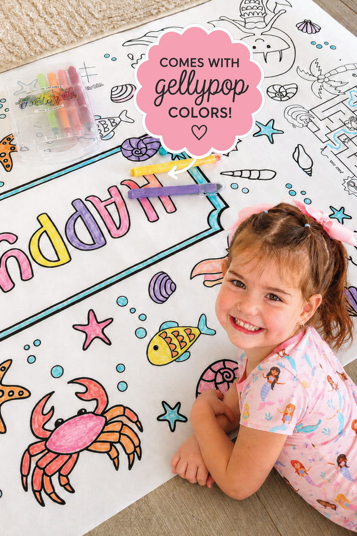 Giant Personalized Coloring Banner & Gellypop™ Crayon Set | Mermaid Magic