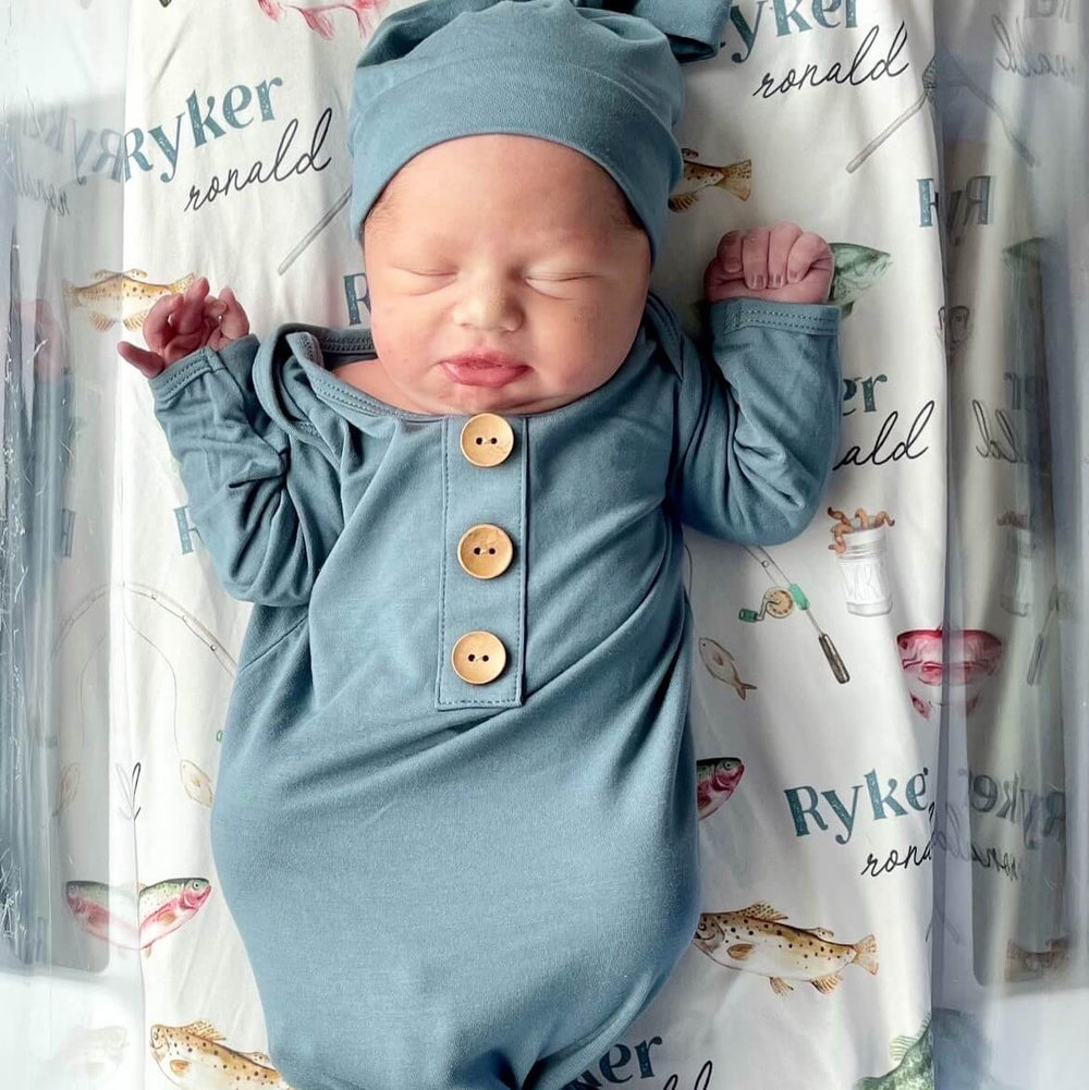 fishing personalized swaddle blanket 