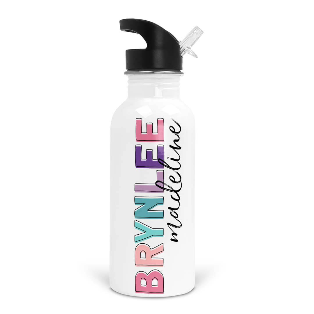 brights color block personalized kids water bottle 