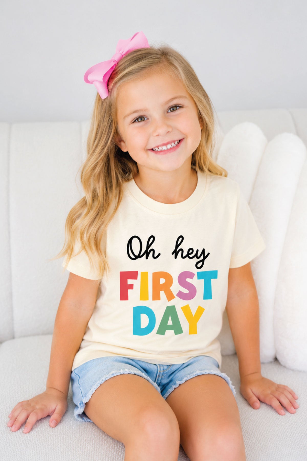 Oh Hey First Day of School Kids Graphic Tee | Natural
