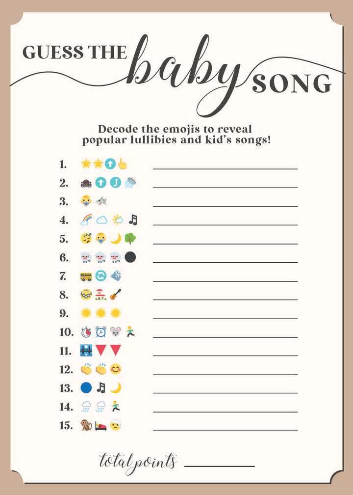 guess the baby song baby shower game