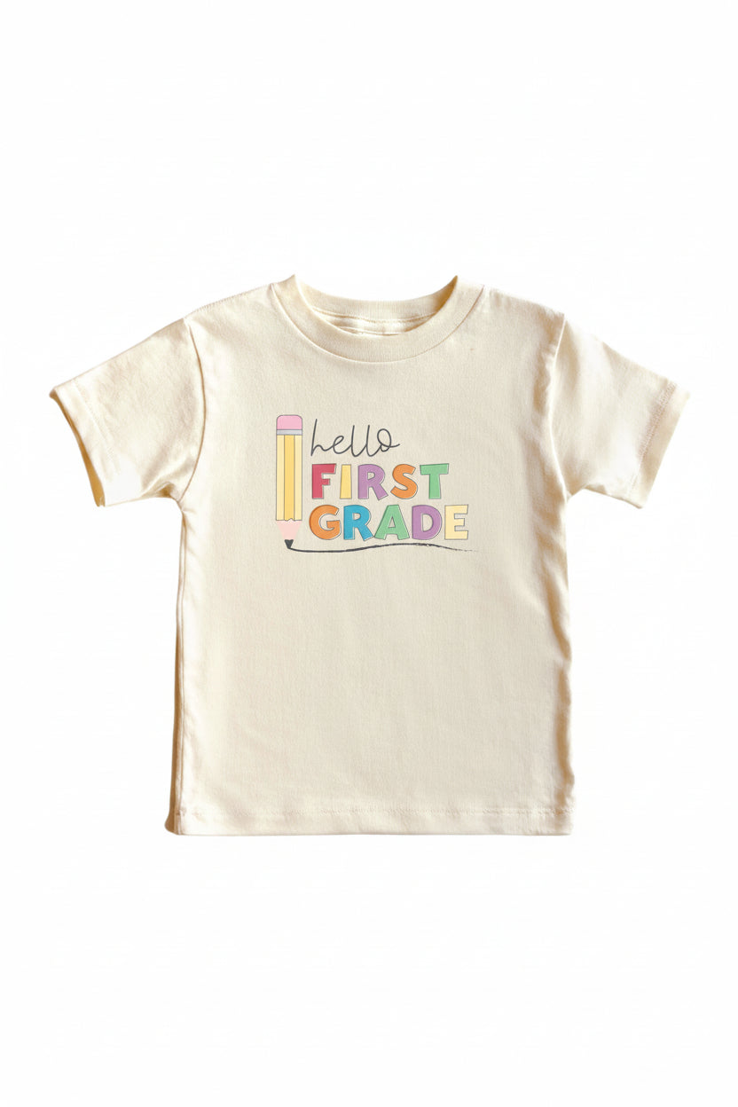 hello first grade graphic tee 