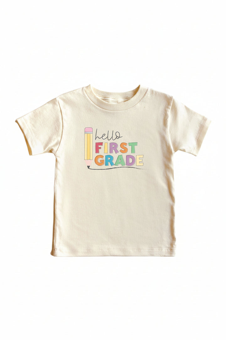 hello first grade graphic tee 