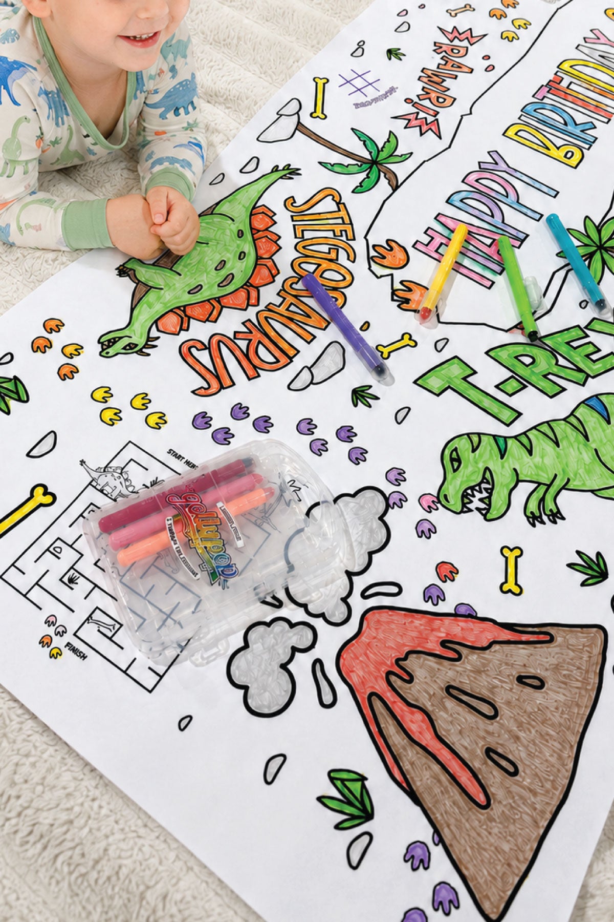 Jurassic Playground Giant Personalized Coloring Banner & Crayon Set