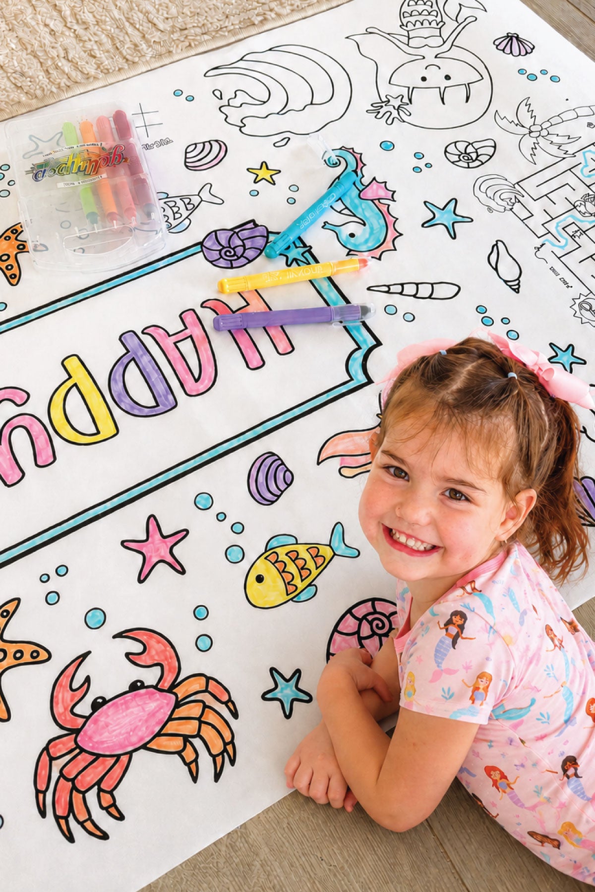 Mermaid Magic Giant Personalized Coloring Banner & Crayon Set